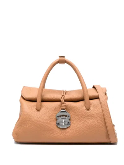 Zanellato Dotta Centauro S Hammered Leather Bag In Amaretto Brown