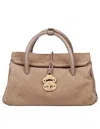 Zanellato Textured Soft Leather Shoulder Bag With Lock Closure