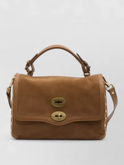 Zanellato Suede Lambskin Shoulder Bag Small Size In Brown