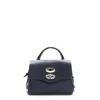 Zanellato Super Baby Laminated Leather Postina Bag In Blue