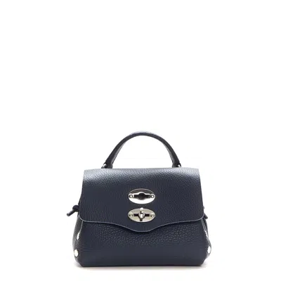 Zanellato Super Baby Laminated Leather Postina Bag In Blue
