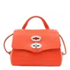 Zanellato Small Postina Bag In Red Hammered Leather With Shoulder Strap In Orange