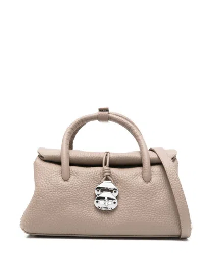 Zanellato Taupe Grey Calf Leather Handbag In Pink