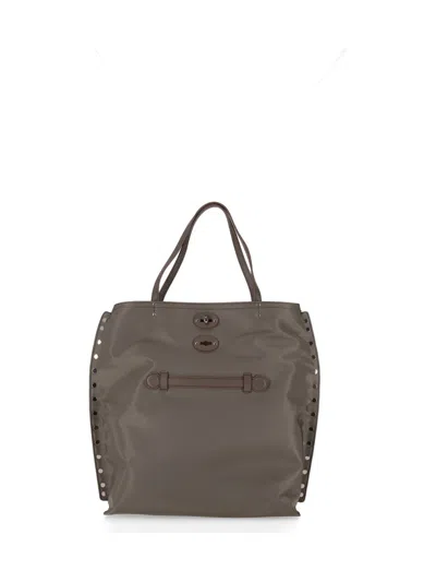 Zanellato Taupe Leather Tote In Brown
