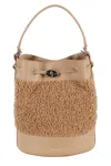 Zanellato Teddy Effect Shoulder Bag With Adjustable Strap In Brown