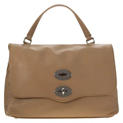 Zanellato Textured Calf Leather Messenger Bag In Marrone Cantucci
