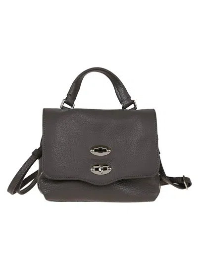Zanellato Textured Calf Leather Postman Bag In Gray