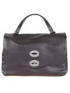 Zanellato Textured Calfskin Shoulder Bag With Twist Lock Closure In Brown
