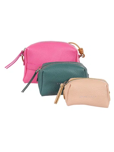 Zanellato Textured Leather Pouch Set In Pink