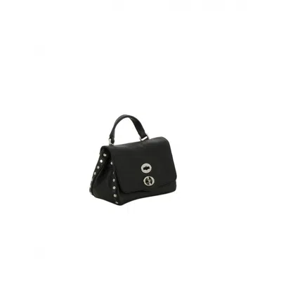 Zanellato Textured Leather Shoulder Bag With Turn-lock Closure And Edgy Detailing In Black