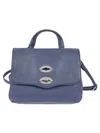 Zanellato Textured Leather Structured Handbag With Carrying Options In Blue