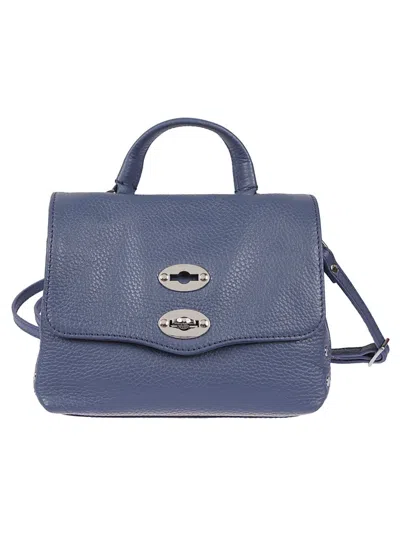 Zanellato Textured Leather Structured Handbag With Carrying Options In Blue