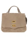 Zanellato Textured Leather Structured Handbag With Gold Accents In Neutral