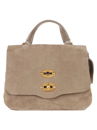 Zanellato Textured Leather Structured Handbag With Gold Accents In Neutral