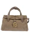 Zanellato Textured Soft Leather Shoulder Bag With Lock Closure In Brown