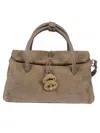 Zanellato Textured Soft Leather Shoulder Bag With Lock Closure In Neutral