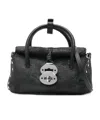 Zanellato Structured Black Hammered Leather Bag With Twist Lock Closure In Black