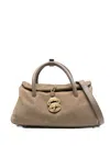 Zanellato Textured Soft Leather Shoulder Bag With Lock Closure In Neutral