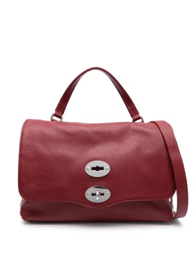 Zanellato Tumbled Leather Small Postina Daily Giorno Bag In Burgundy