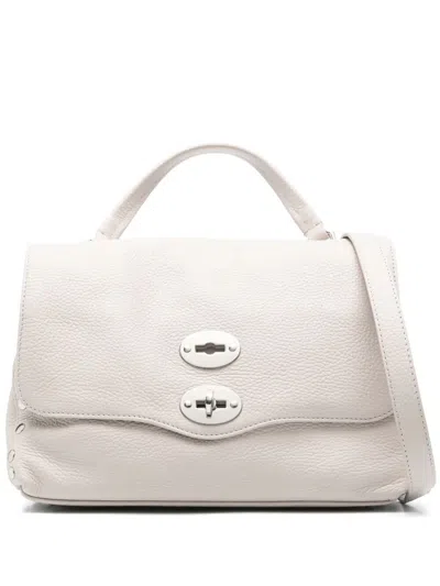 Zanellato Tumbled Leather Small Postina Messenger Bag In White