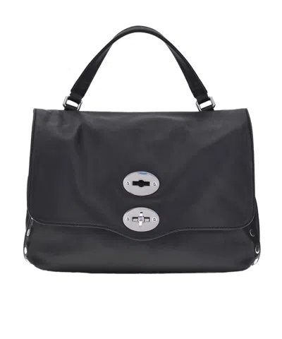 Zanellato Twist Hook Postina Saeta Small Shoulder Bag In Black