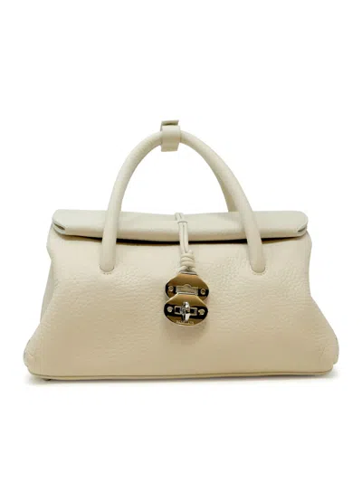 Zanellato White Carrara Dotta Centauro Leather Handbag In Ivory