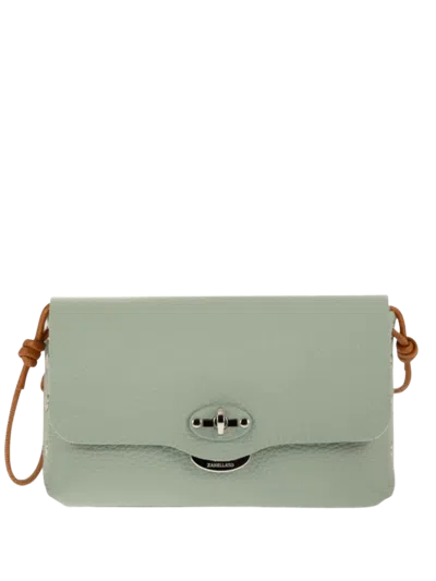 Zanellato Mini Hammered Leather Handbag With Turn Lock Closure In Green