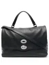 Zanellato Medium Postina Leather Shoulder Bag In Black