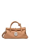 Zanellato Dotta Centauro S Hammered Leather Handbag With Shoulder Strap In Brown