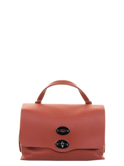 Zanellato Women's  Postina Saeta S Leather Handbag With Shoulder Strap In Orange