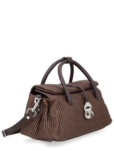 Zanellato Woven Leather-trim Top Handle Satchel In Brown