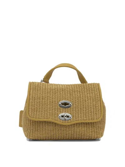 Zanellato Yellow Polyester Bovine Leather Handbag In Gold