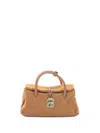 Zanellato Dotta Jones Brandy Suede Shoulder Bag In Neutral