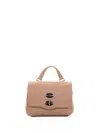 Zanellato Postina Daily Baby Leather Handbag With Shoulder Strap In Neutral
