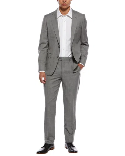 Zanetti 2pc Wool-blend Patro Suit With Flat Front Pant In Gray