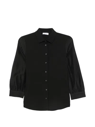 Zanetti Contrast-panel Shirt In Black