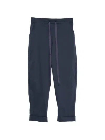Zanetti Drawstring Turn-up Trousers In Blue