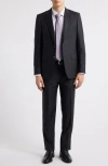 Zanetti Matteo Slim Fit Charcoal Grey Mélange Wool Suit In Gray