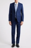 Zanetti Matteo Slim Fit Navy Check Wool Suit In Blue