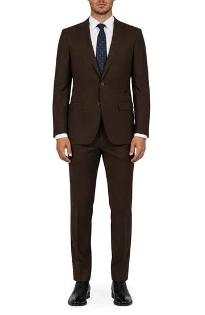 Zanetti Matteo Slim Fit Wool Suit In Brown