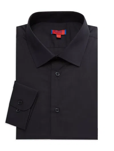 Zanetti Men's Slim Fit Poplin Dress Shirt In Black