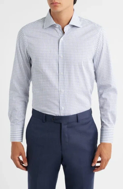 Zanetti Plaid Dress Shirt In Blue