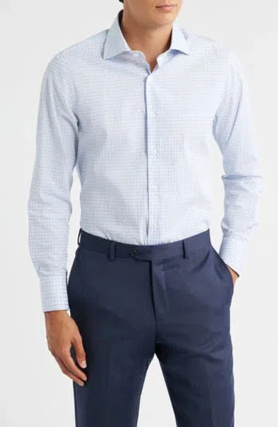 Zanetti Plaid Dress Shirt In Blue
