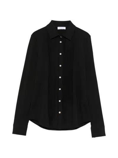 Zanetti Pleated Long-sleeve Shirt In Black