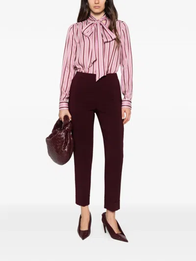 Zanetti Pressed-crease Turned-up Trousers In Burgundy