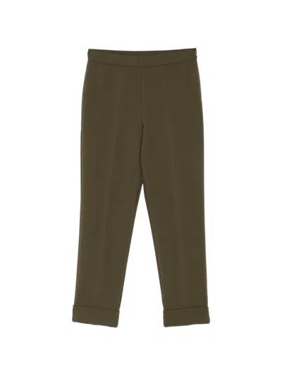 Zanetti Pressed-crease Turn-up Trousers In Green