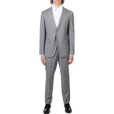 Zanetti Slim Fit Grey Notch Lapel Stretch Suit In Gray