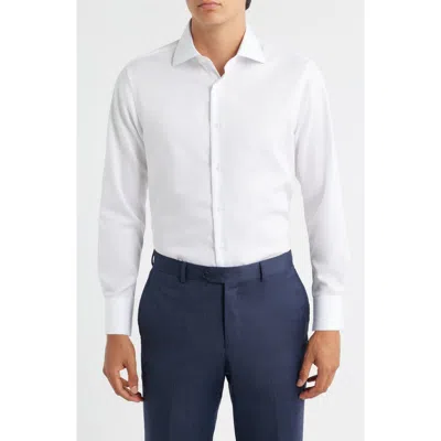 Zanetti Solid Twill Dress Shirt In White