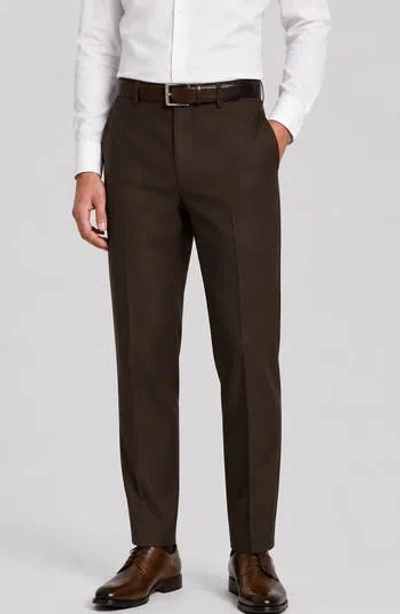 Zanetti Stefano Modern Fit Wool Trousers In Brown