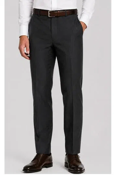 Zanetti Stefano Modern Fit Wool Trousers In Charcoal